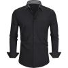 Alimens & Gentle Men’s Long Sleeve Shirts Casual Plaid Button Down Shirts for Men Dress Shirt(Black)
