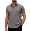 Alimens & Gentle Men’s Short Sleeve Dress Shirts Stretch Regular Fit Shirt Casual Button Down Business Shirts Dark Grey
