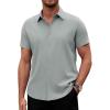 Alimens & Gentle Men’s Short Sleeve Dress Shirts Stretch Regular Fit Shirt Casual Button Down Business Shirts(Light Grey)