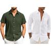 Alimens & Gentle Summer Beach Linen Shirts for Men Casual Vacation Lightweight Button Down Shirt