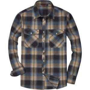 Alimens & Gentle Men’s Button Down Regular Fit Long Sleeve Plaid Flannel Casual Shirts(Blue Light Yellow)