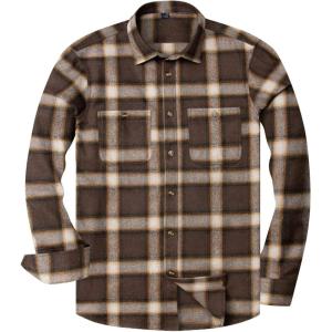 Alimens & Gentle Men’s Button Down Regular Fit Long Sleeve Plaid Flannel Casual Shirts(Brown Yellow Plaid)