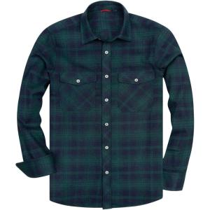 Alimens & Gentle Men’s Button Down Regular Fit Long Sleeve Plaid Flannel Casual Shirts(Green Navy Plaid)