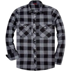 Alimens & Gentle Men’s Button Down Regular Fit Long Sleeve Plaid Flannel Casual Shirts(Grey Black Plaid)