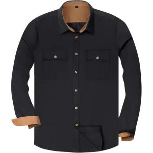 Alimens & Gentle Men’s Button Down Regular Fit Long Sleeve Plaid Flannel Casual Shirts(Heavyweight-black)
