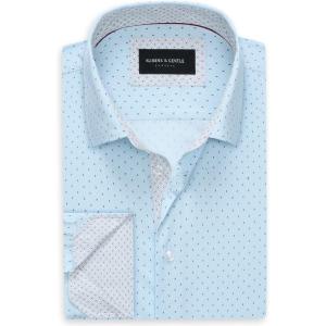 Alimens & Gentle Mens Dress Shirts Printed Button Down Shirt Long Sleeve Regular Fit Inner Collar Contrast Shirt Business(Blue-pat11)