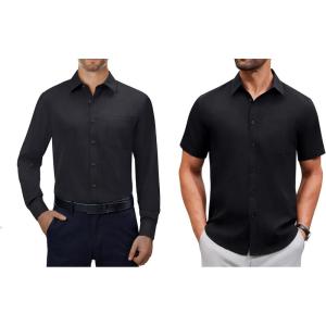 Alimens & Gentle Mens Dress Shirts Wrinkle Free Solid Button Down Shirts for Summer Business Wedding