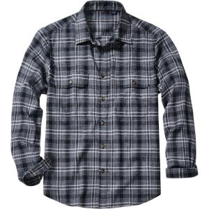 Alimens & Gentle Men’s Flannel Shirt Long Sleeve Plaid Button Down Shirts Jacket Casual Work Outdoor Camp with Pockets(Grey White Plaid)