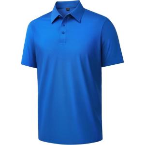 Alimens & Gentle Mens Polo Shirt Stretch Short Sleeve Dry Fit Golf Shirts Moisture Wicking Breathable Tops Daily Tennis Sport(Royal Blue)