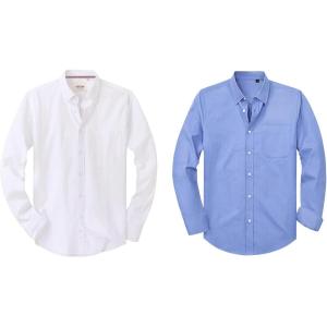 Alimens & Gentle Mens Solid Oxford Shirt Long Sleeve Stretch Button Down Shirts with Pocket Casual Work