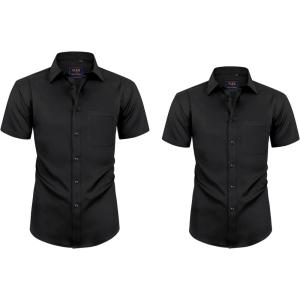 Alimens & Gentle Mens and Boys Short Sleeve Dress Shirts Wrinkle Free Button Down