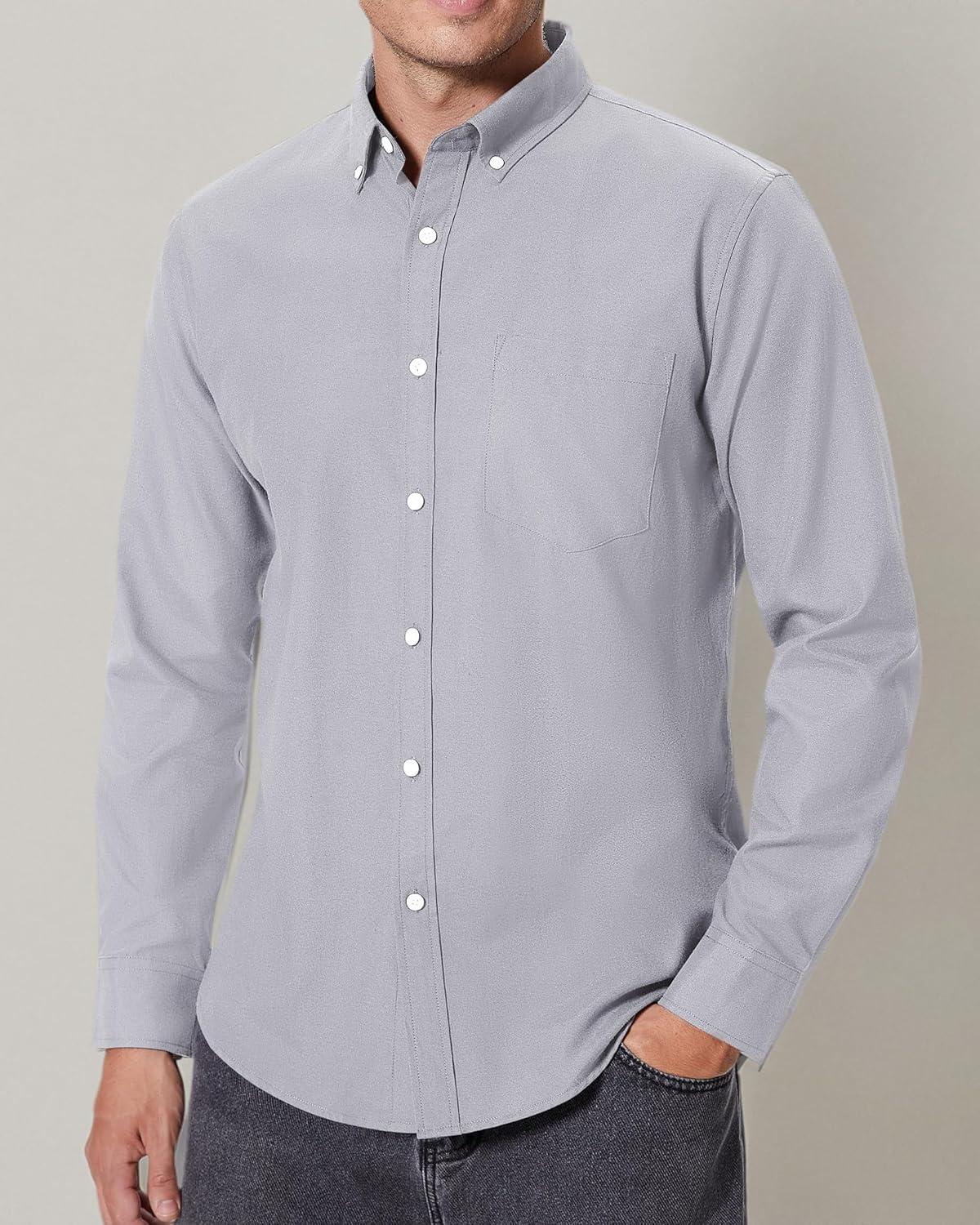 imageAlimens amp Gentle Mens Oxford Shirts Regular Fit Button Down Shirt Business Casual Shirts Long Sleeve Dress ShirtGray