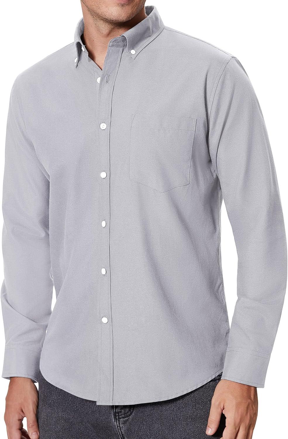 imageAlimens amp Gentle Mens Oxford Shirts Regular Fit Button Down Shirt Business Casual Shirts Long Sleeve Dress ShirtGray