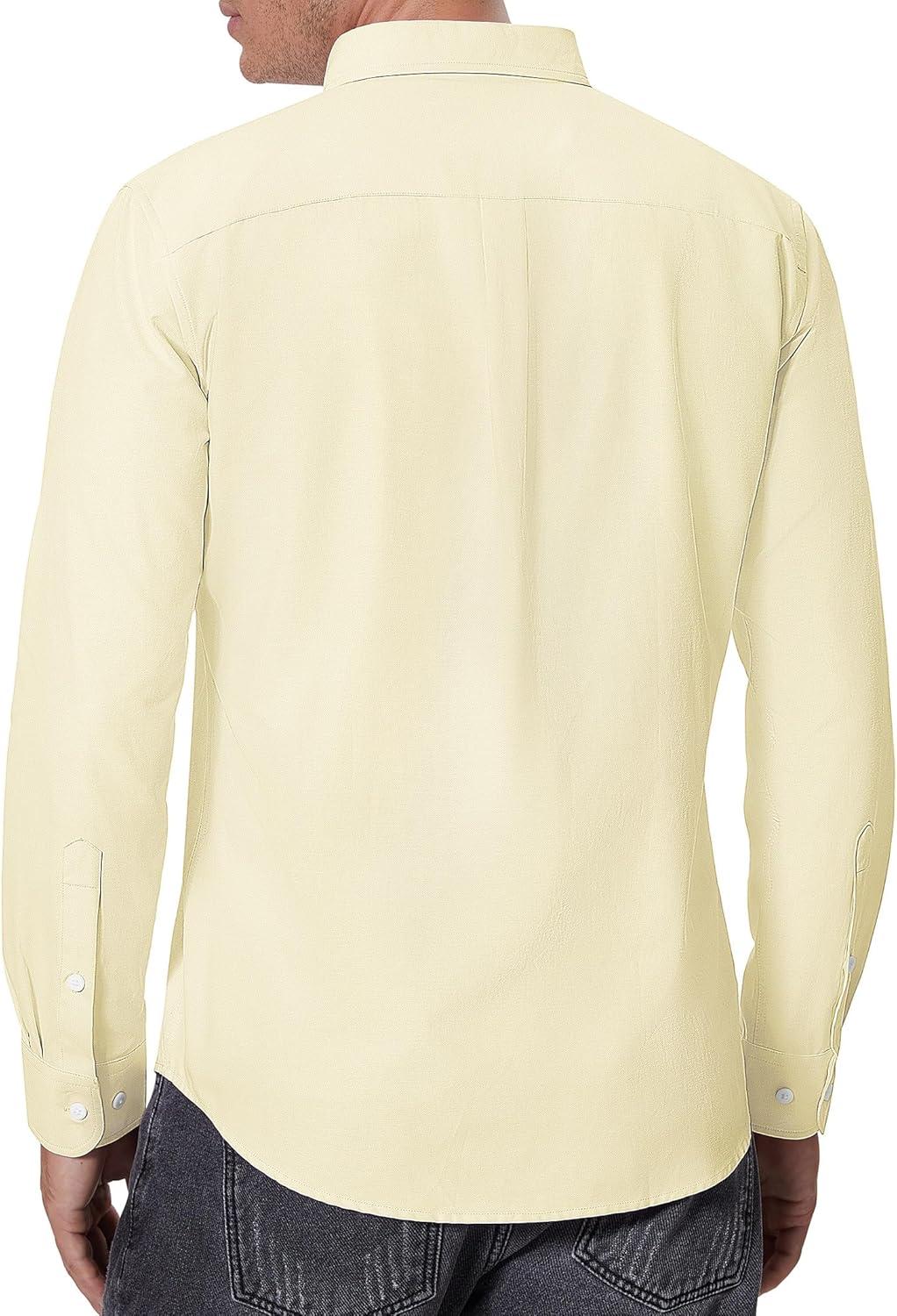 imageAlimens amp Gentle Mens Oxford Shirts Regular Fit Button Down Shirt Business Casual Shirts Long Sleeve Dress ShirtLight Yellow