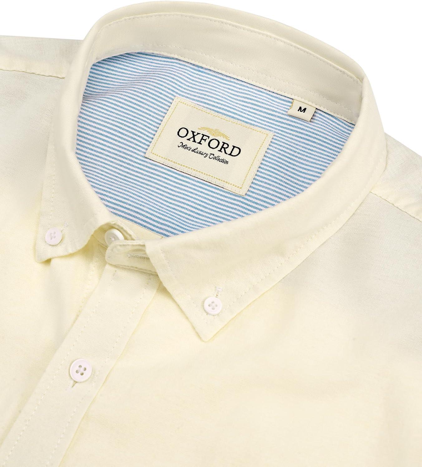 imageAlimens amp Gentle Mens Oxford Shirts Regular Fit Button Down Shirt Business Casual Shirts Long Sleeve Dress ShirtLight Yellow