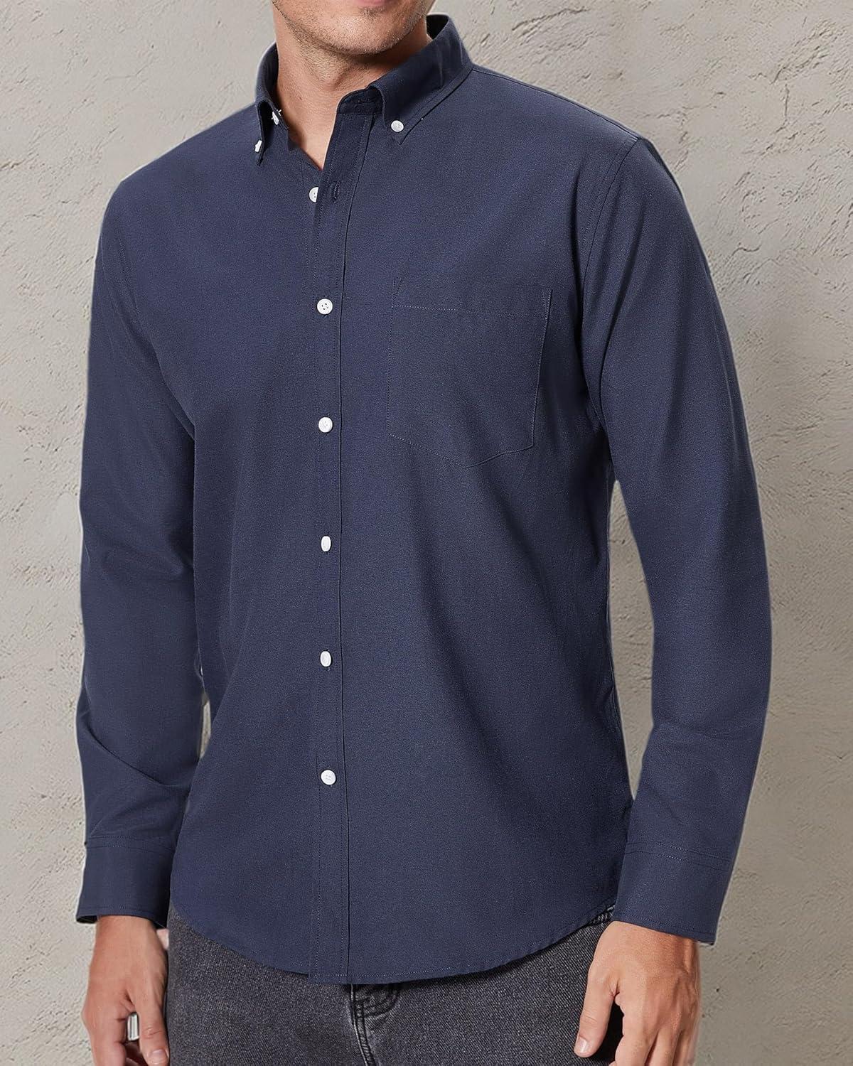 imageAlimens amp Gentle Mens Oxford Shirts Regular Fit Button Down Shirt Business Casual Shirts Long Sleeve Dress ShirtNavy Blue