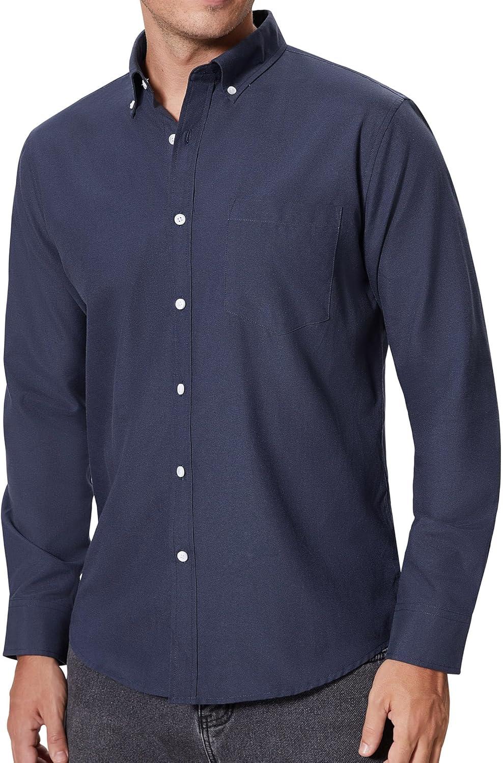 imageAlimens amp Gentle Mens Oxford Shirts Regular Fit Button Down Shirt Business Casual Shirts Long Sleeve Dress ShirtNavy Blue