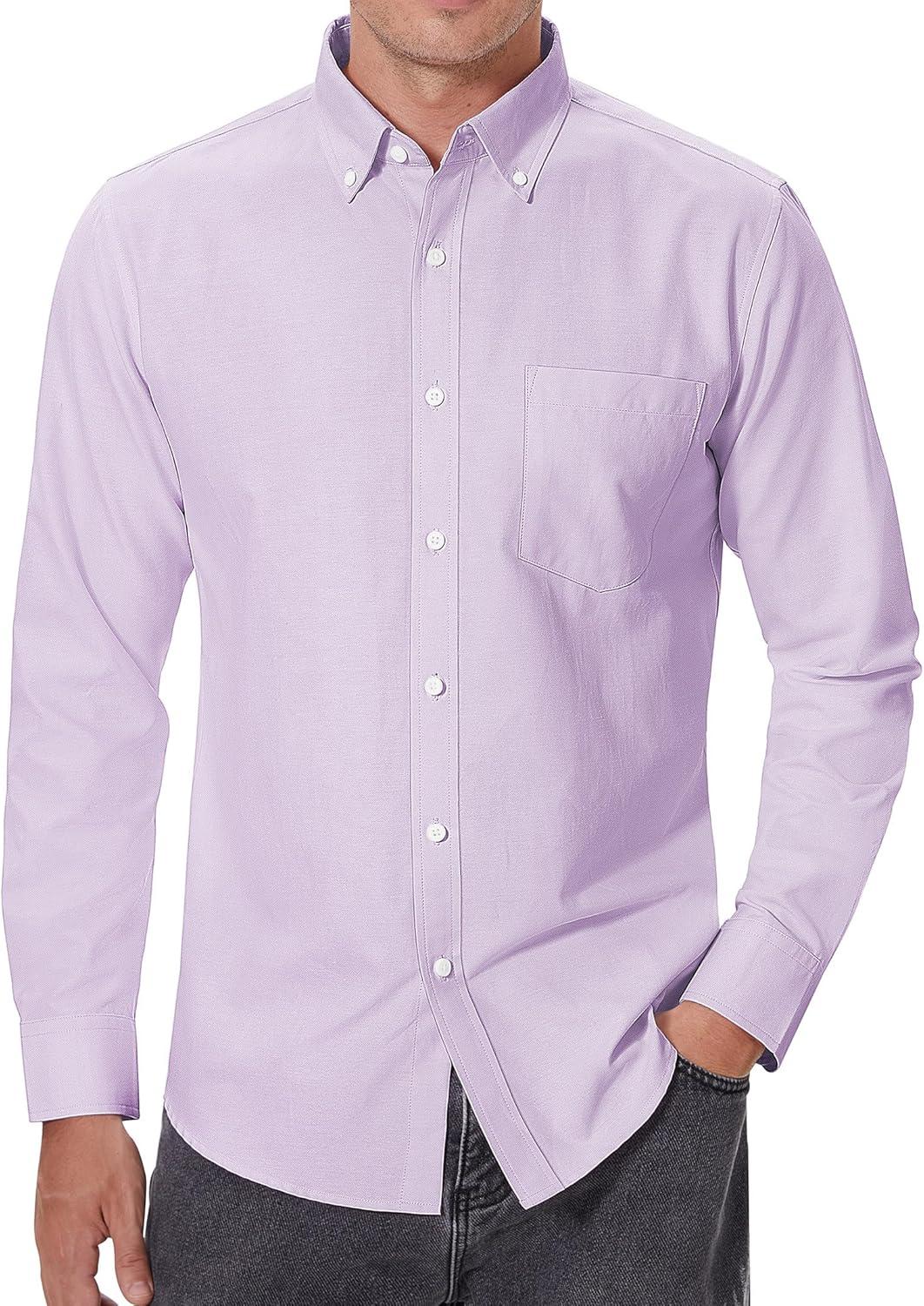 imageAlimens amp Gentle Mens Oxford Shirts Regular Fit Button Down Shirt Business Casual Shirts Long Sleeve Dress ShirtPurple