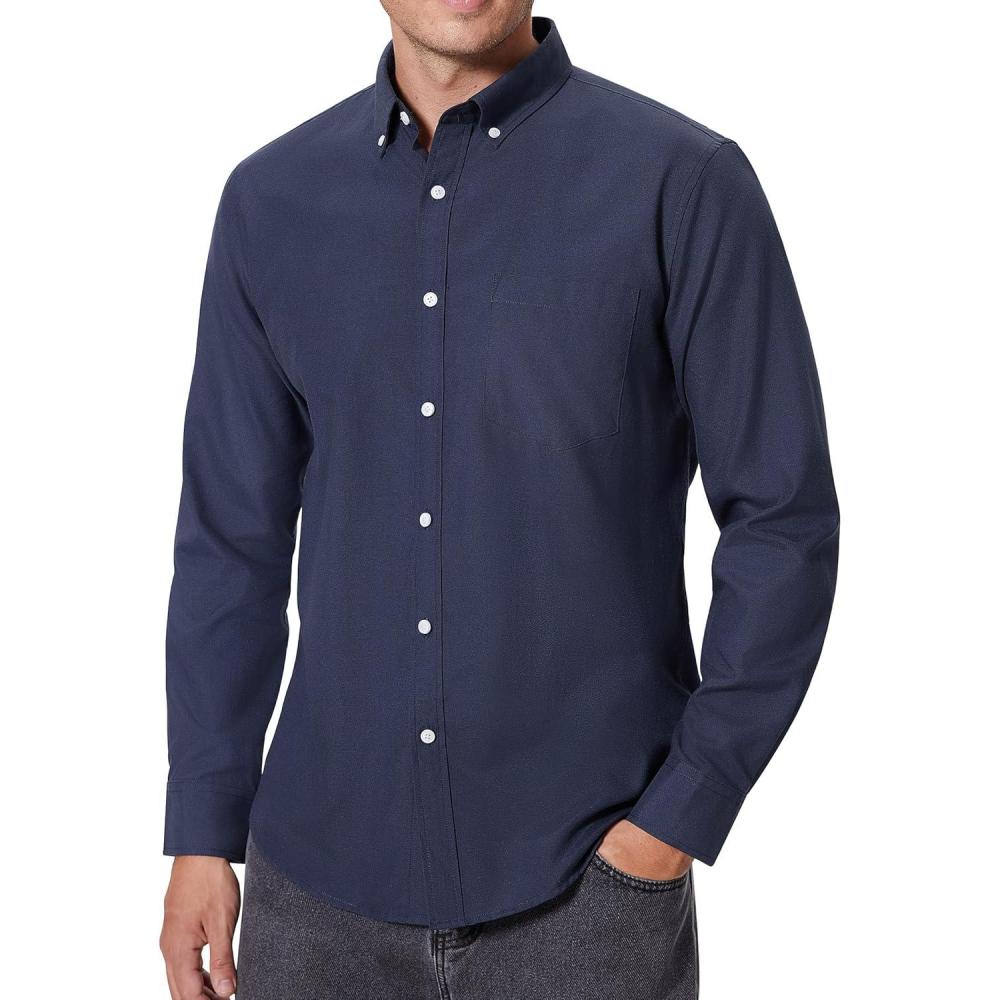 imageAlimens amp Gentle Mens Oxford Shirts Regular Fit Button Down Shirt Business Casual Shirts Long Sleeve Dress ShirtNavy Blue