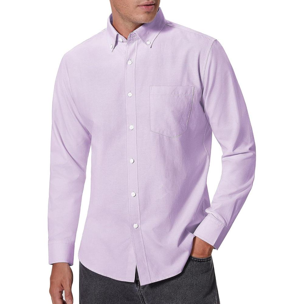 imageAlimens amp Gentle Mens Oxford Shirts Regular Fit Button Down Shirt Business Casual Shirts Long Sleeve Dress ShirtPurple