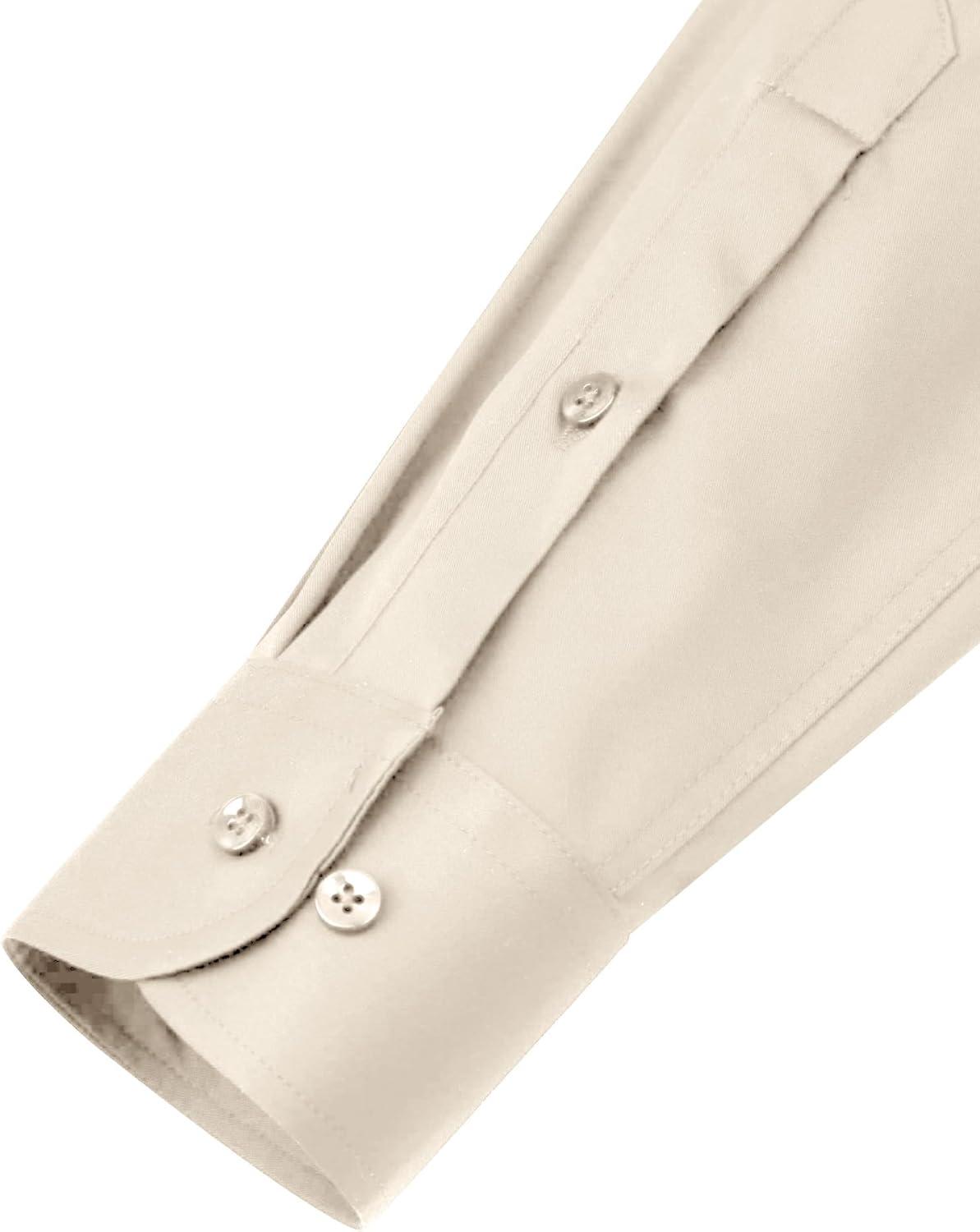 imageAlimens amp Gentle Mens Dress Shirts Long Sleeve WrinkleFree Stretch Shirts Solid Formal Button Down Shirt with PocketBeige