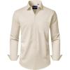 Alimens & Gentle Men’s Dress Shirts Long Sleeve Wrinkle-Free Stretch Shirts Solid Formal Button Down Shirt with Pocket(Beige)