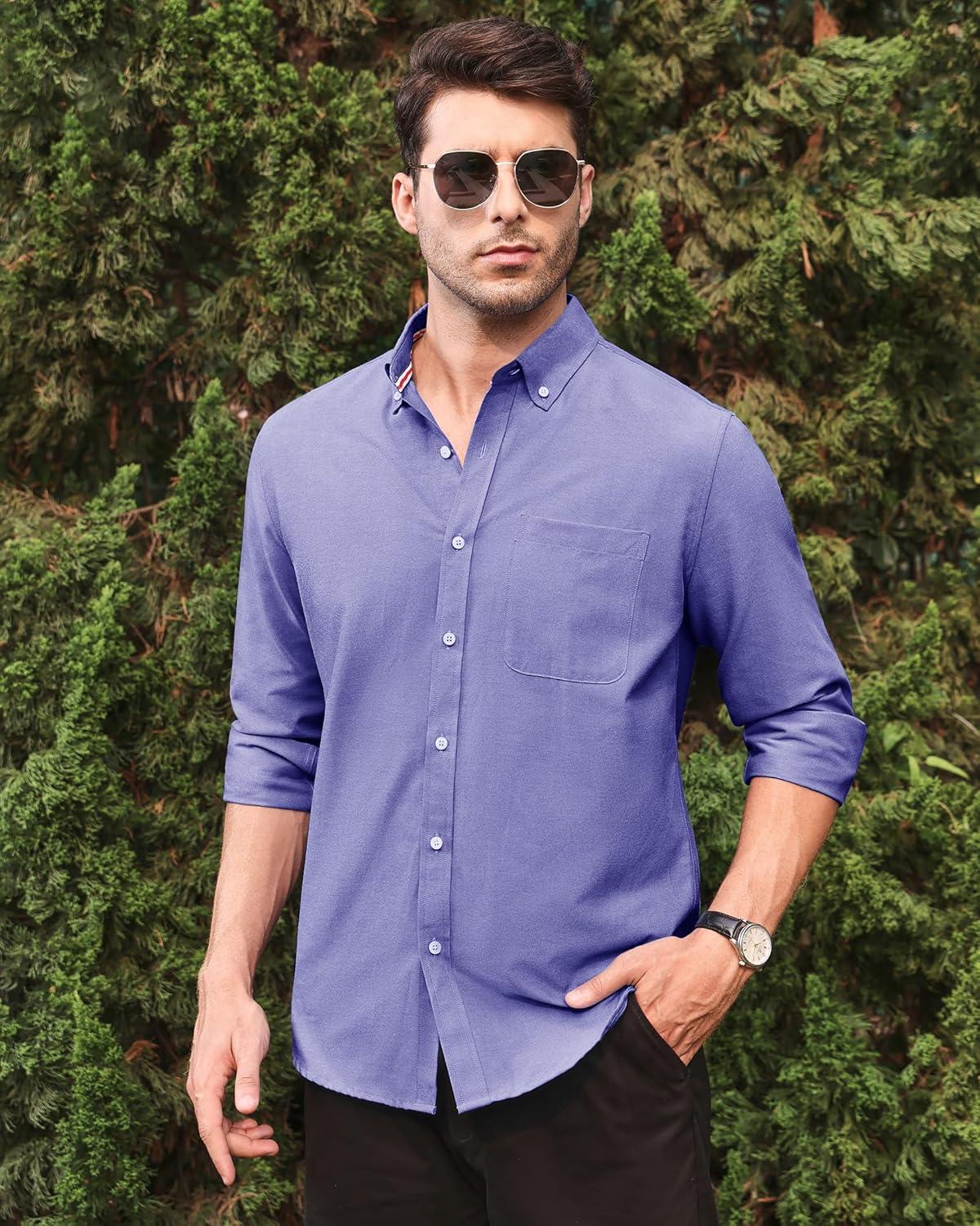imageAlimens amp Gentle Mens Oxford Shirt Long Sleeve Stretch Button Down Shirts with Pocket Casual Business