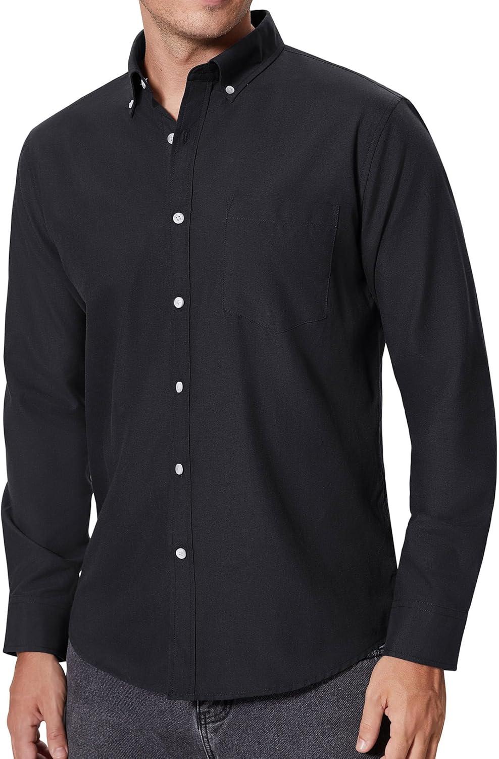 imageAlimens amp Gentle Mens Oxford Shirts Regular Fit Button Down Shirt Business Casual Shirts Long Sleeve Dress ShirtBlack