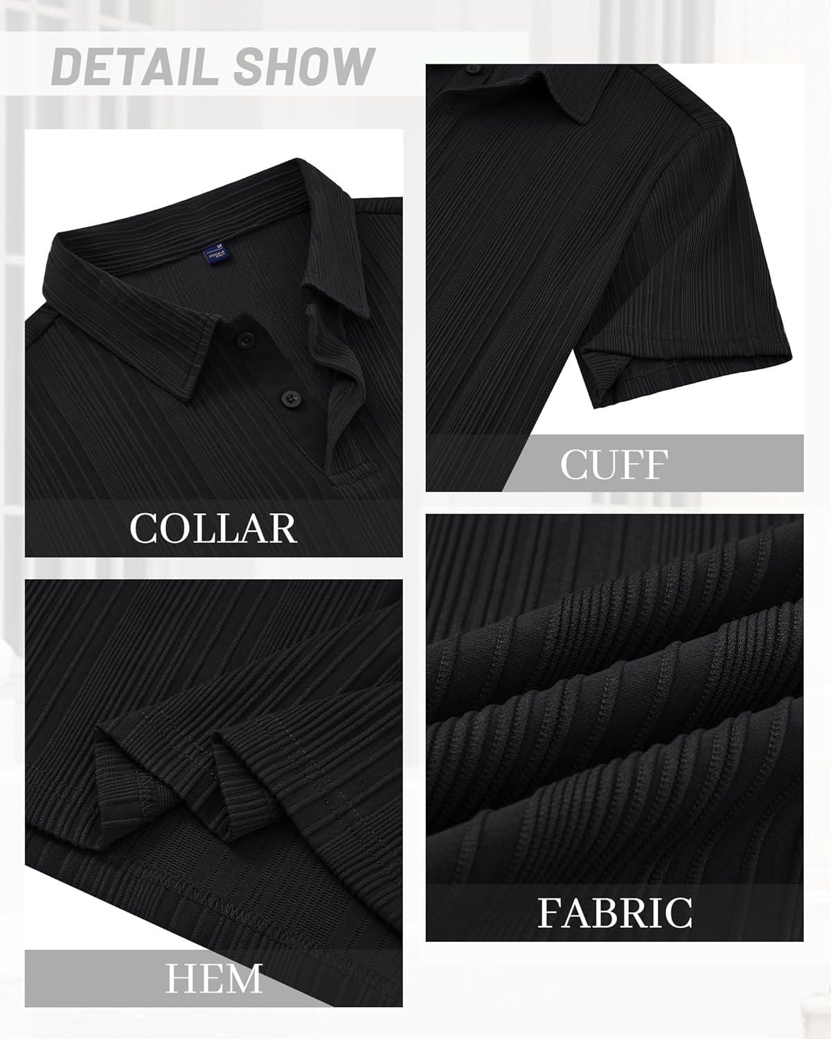imageAlimens amp Gentle Mens Polo Shirts Short Sleeve Knit Stretchy Casual Lightweight Summer Vacation Party Golf ShirtsBlack
