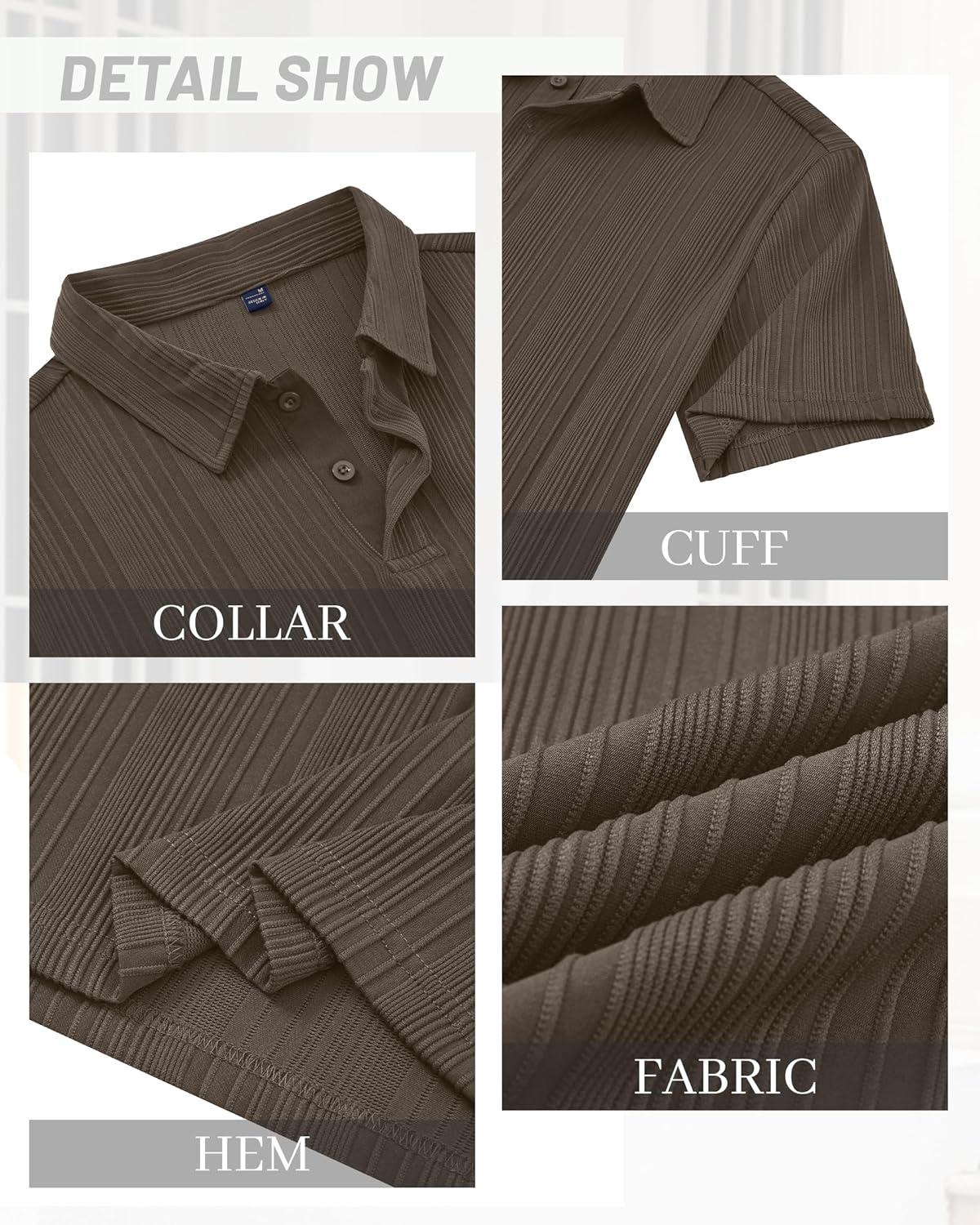 imageAlimens amp Gentle Mens Polo Shirts Short Sleeve Knit Stretchy Casual Lightweight Summer Vacation Party Golf ShirtsBrown