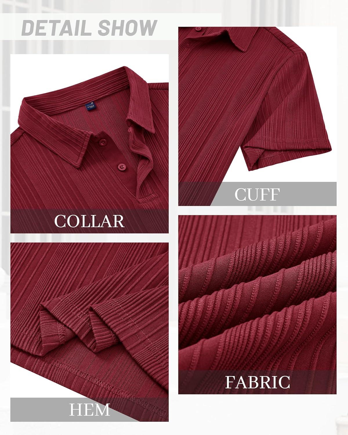 imageAlimens amp Gentle Mens Polo Shirts Short Sleeve Knit Stretchy Casual Lightweight Summer Vacation Party Golf ShirtsBurgundy