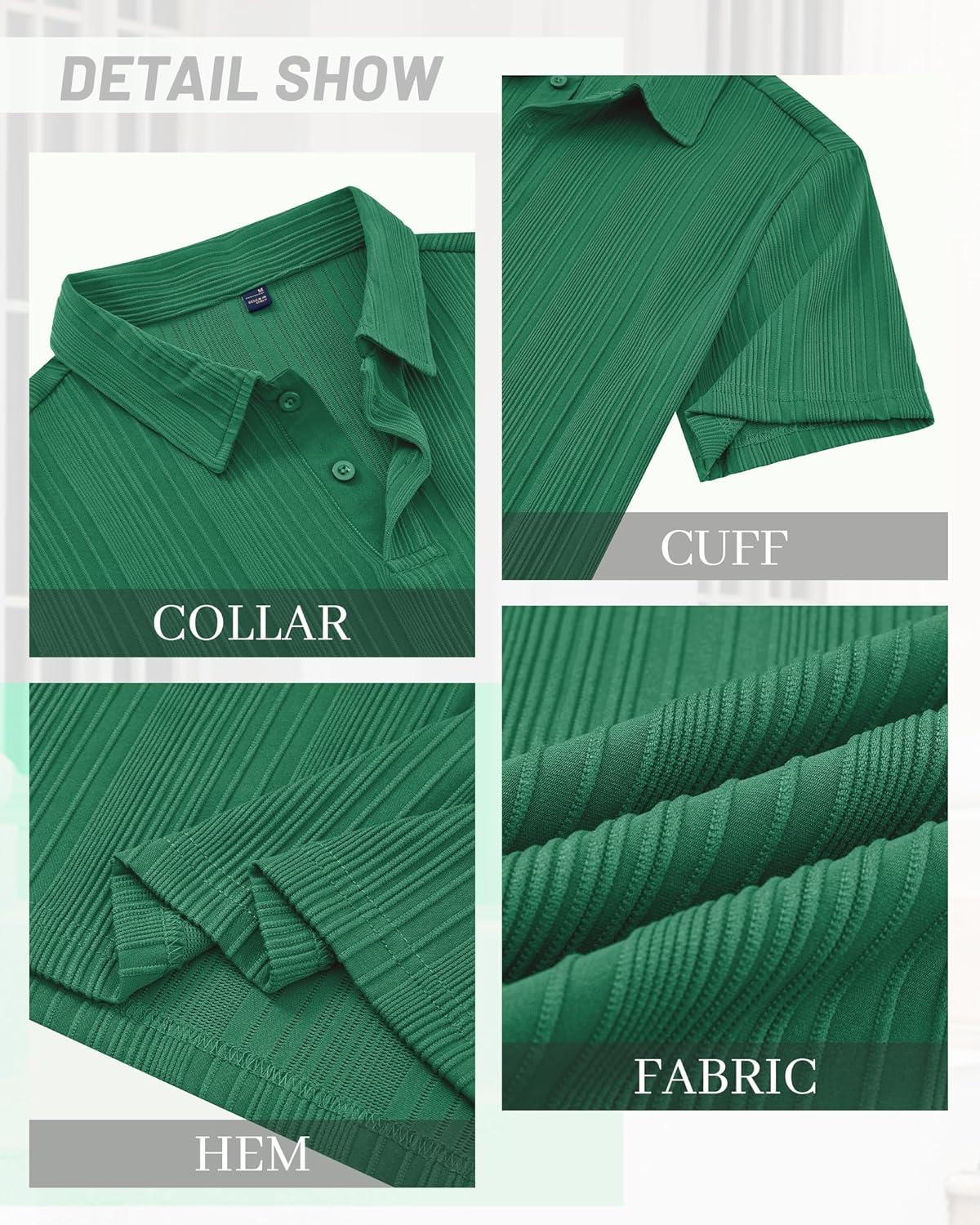 imageAlimens amp Gentle Mens Polo Shirts Short Sleeve Knit Stretchy Casual Lightweight Summer Vacation Party Golf ShirtsGreen