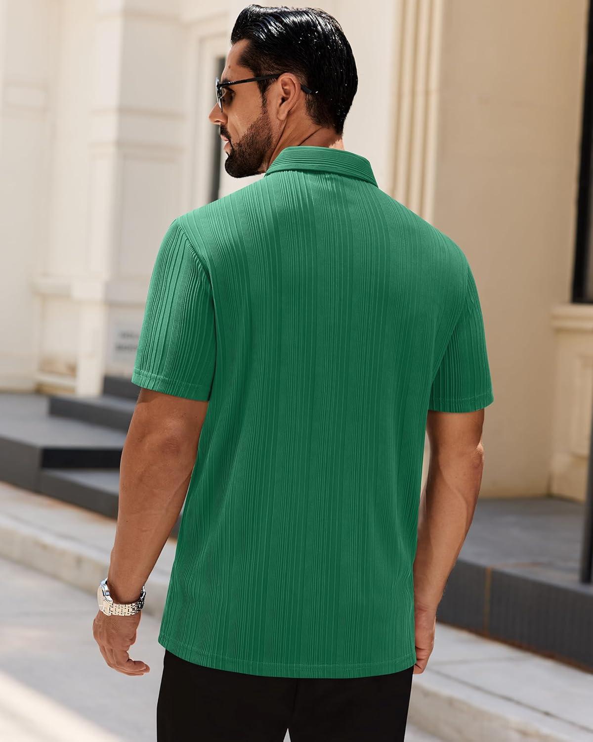 imageAlimens amp Gentle Mens Polo Shirts Short Sleeve Knit Stretchy Casual Lightweight Summer Vacation Party Golf ShirtsGreen
