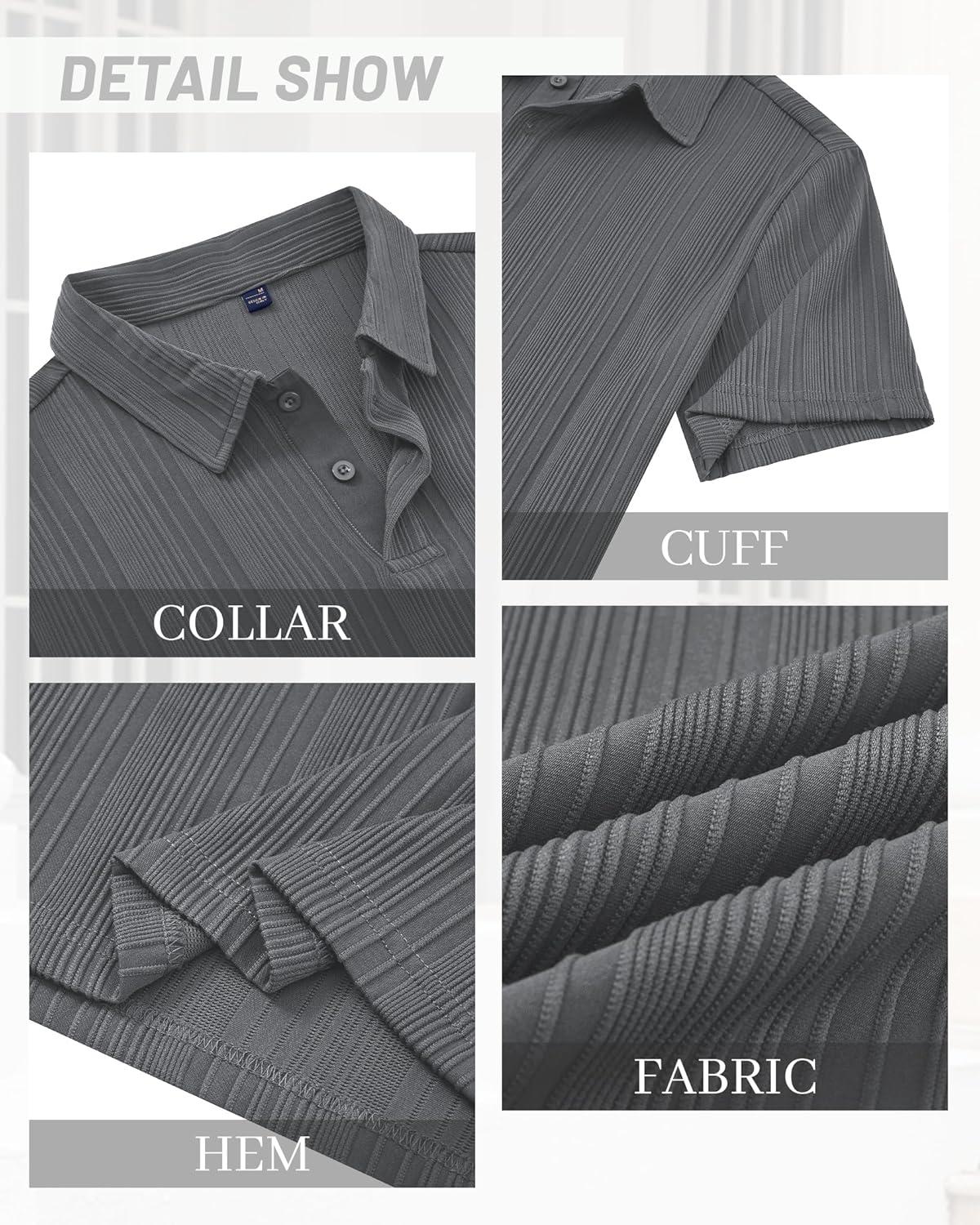 imageAlimens amp Gentle Mens Polo Shirts Short Sleeve Knit Stretchy Casual Lightweight Summer Vacation Party Golf ShirtsGrey