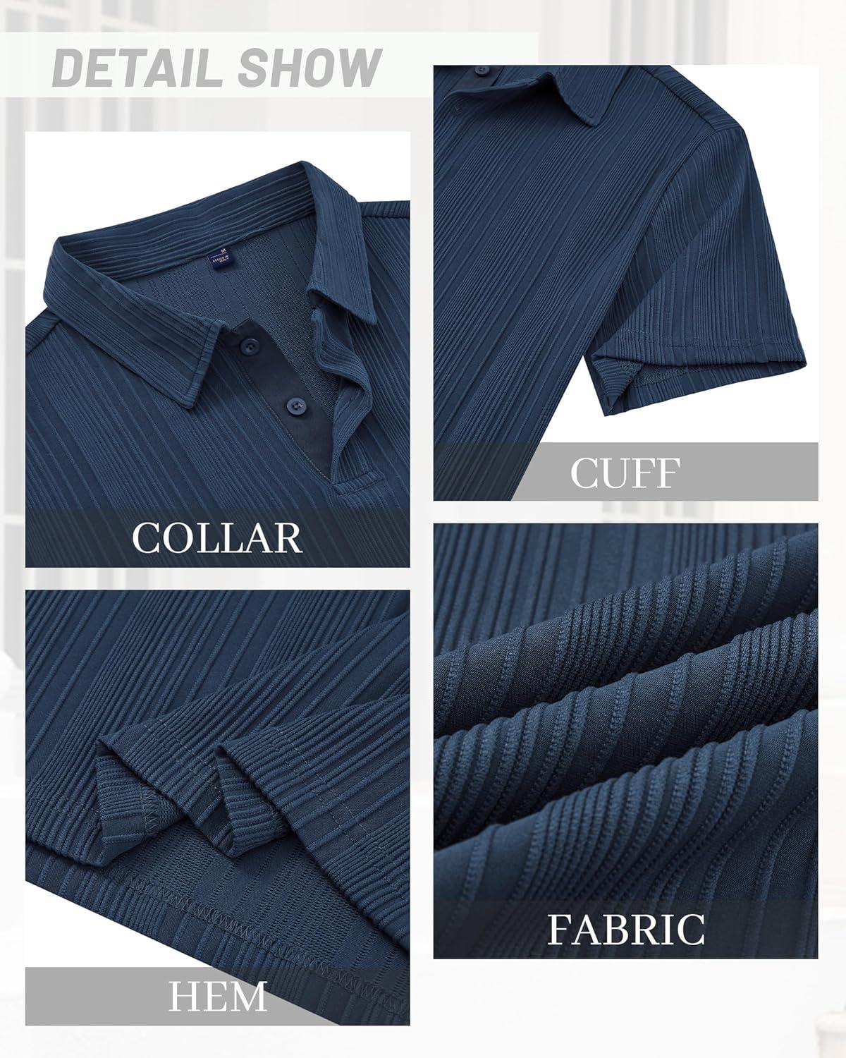 imageAlimens amp Gentle Mens Polo Shirts Short Sleeve Knit Stretchy Casual Lightweight Summer Vacation Party Golf ShirtsNavy Blue