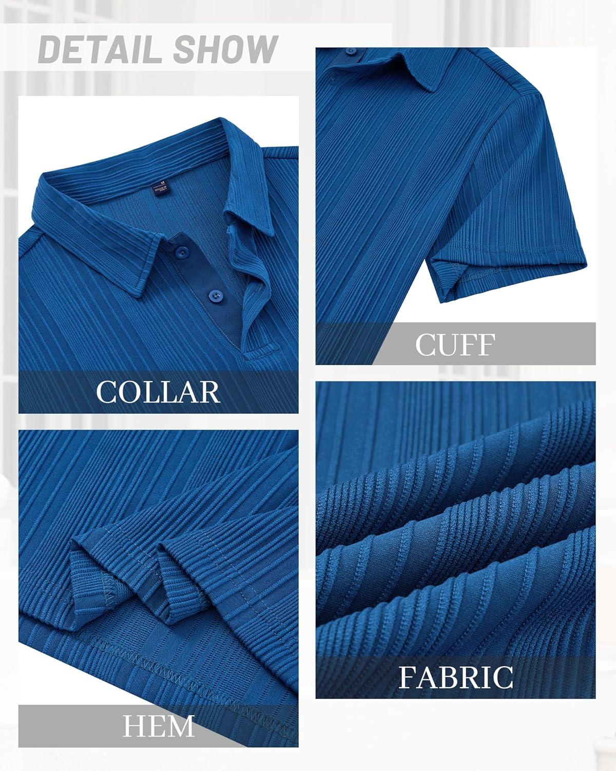 imageAlimens amp Gentle Mens Polo Shirts Short Sleeve Knit Stretchy Casual Lightweight Summer Vacation Party Golf ShirtsRoyal Blue