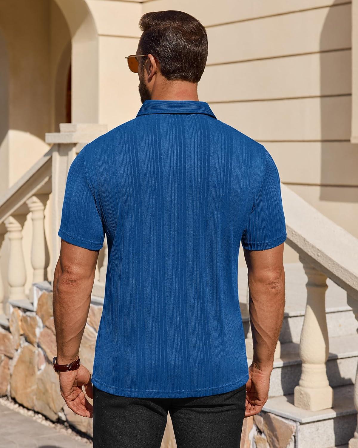 imageAlimens amp Gentle Mens Polo Shirts Short Sleeve Knit Stretchy Casual Lightweight Summer Vacation Party Golf ShirtsRoyal Blue