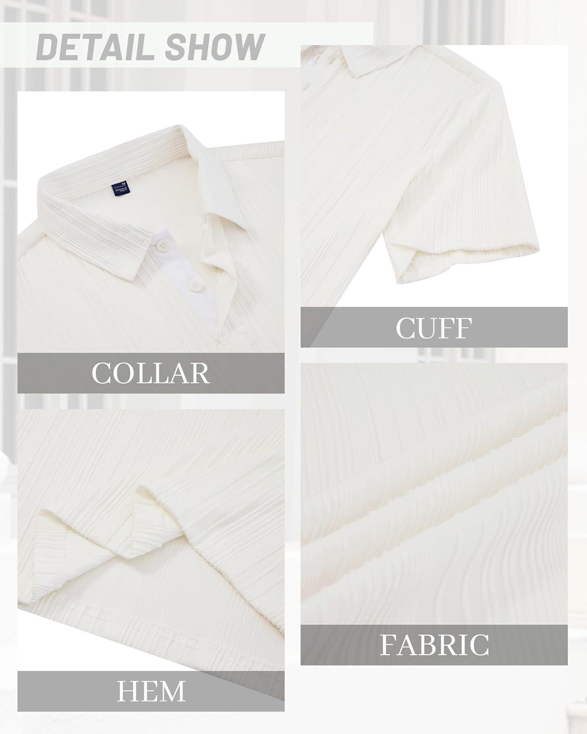 imageAlimens amp Gentle Mens Polo Shirts Short Sleeve Knit Stretchy Casual Lightweight Summer Vacation Party Golf ShirtsWhite