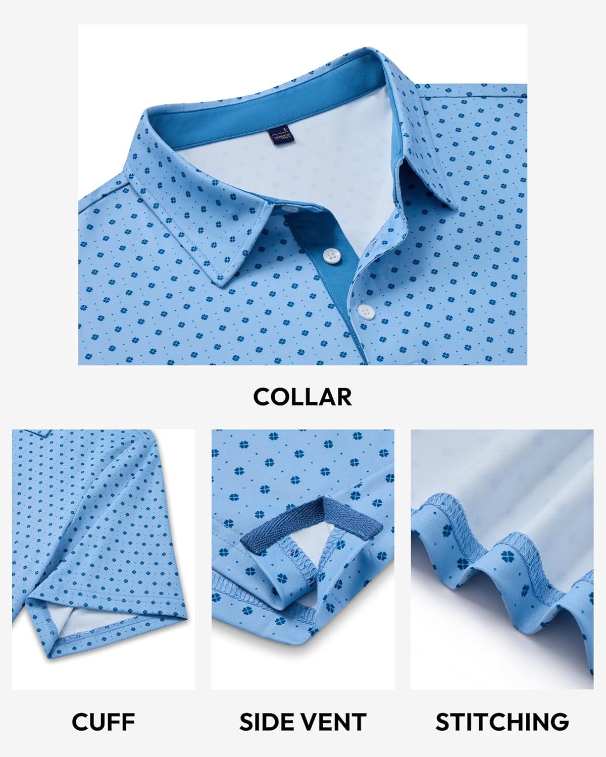 imageAlimens amp Gentle Mens Polo Shirts Short Sleeve Printed Golf Shirt Moisture Wicking Dry Fit Collared Business Casual TennisBlue Dots