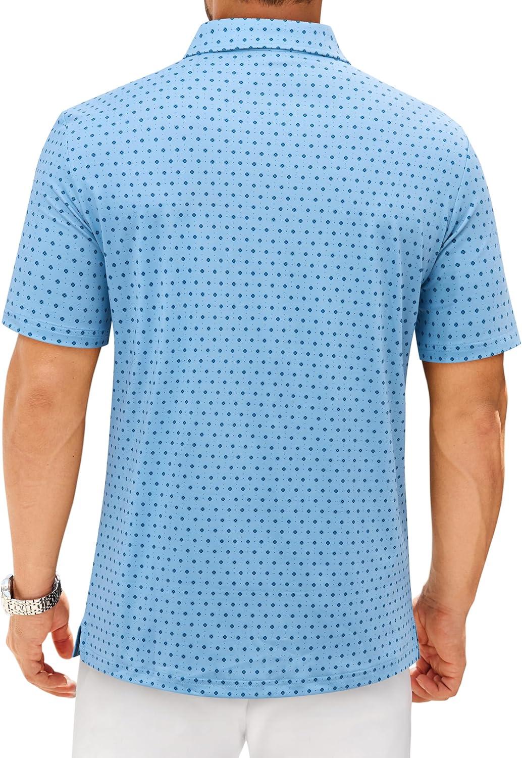 imageAlimens amp Gentle Mens Polo Shirts Short Sleeve Printed Golf Shirt Moisture Wicking Dry Fit Collared Business Casual TennisBlue Dots