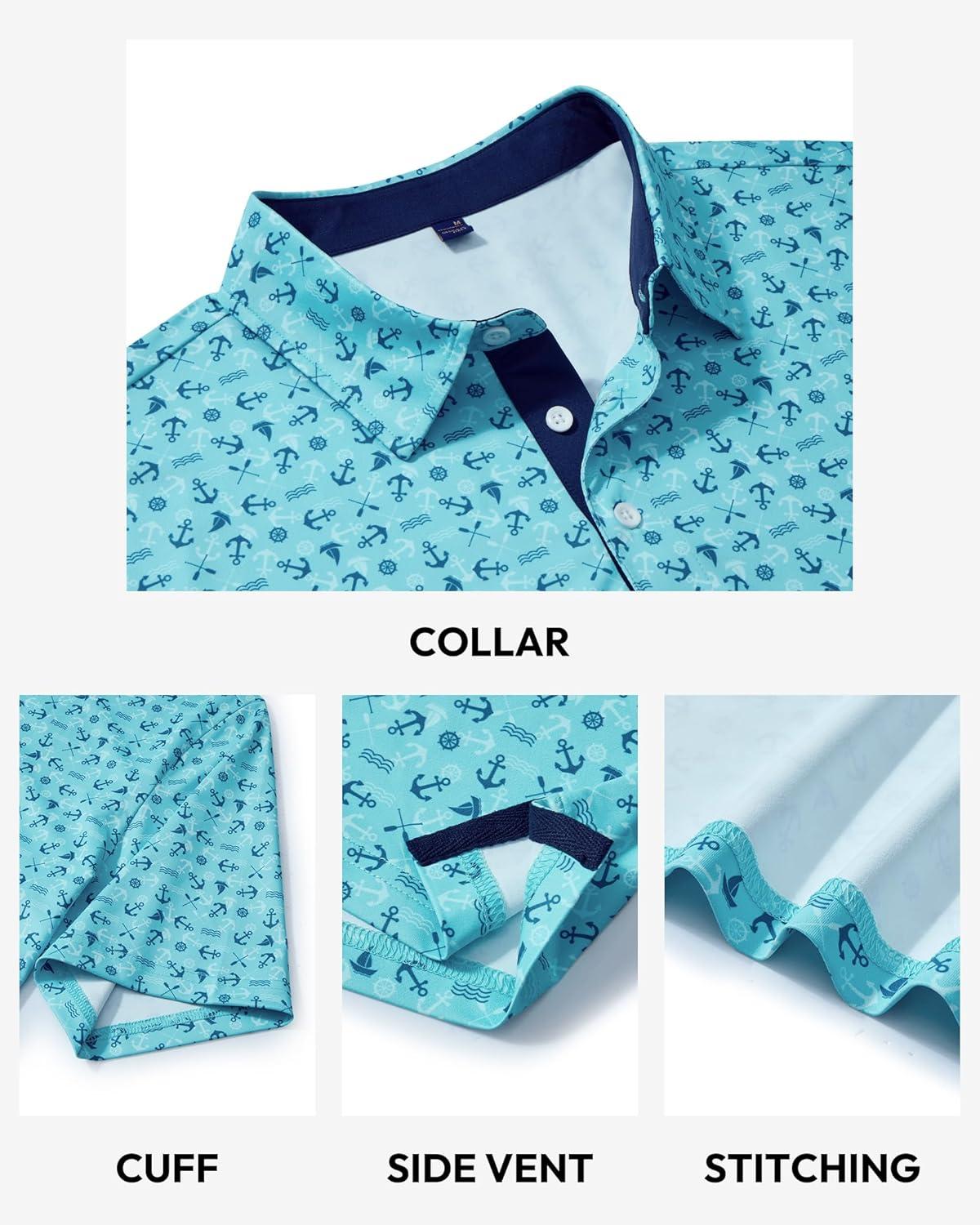 imageAlimens amp Gentle Mens Polo Shirts Short Sleeve Printed Golf Shirt Moisture Wicking Dry Fit Collared Business Casual TennisBlue Funny Ocean