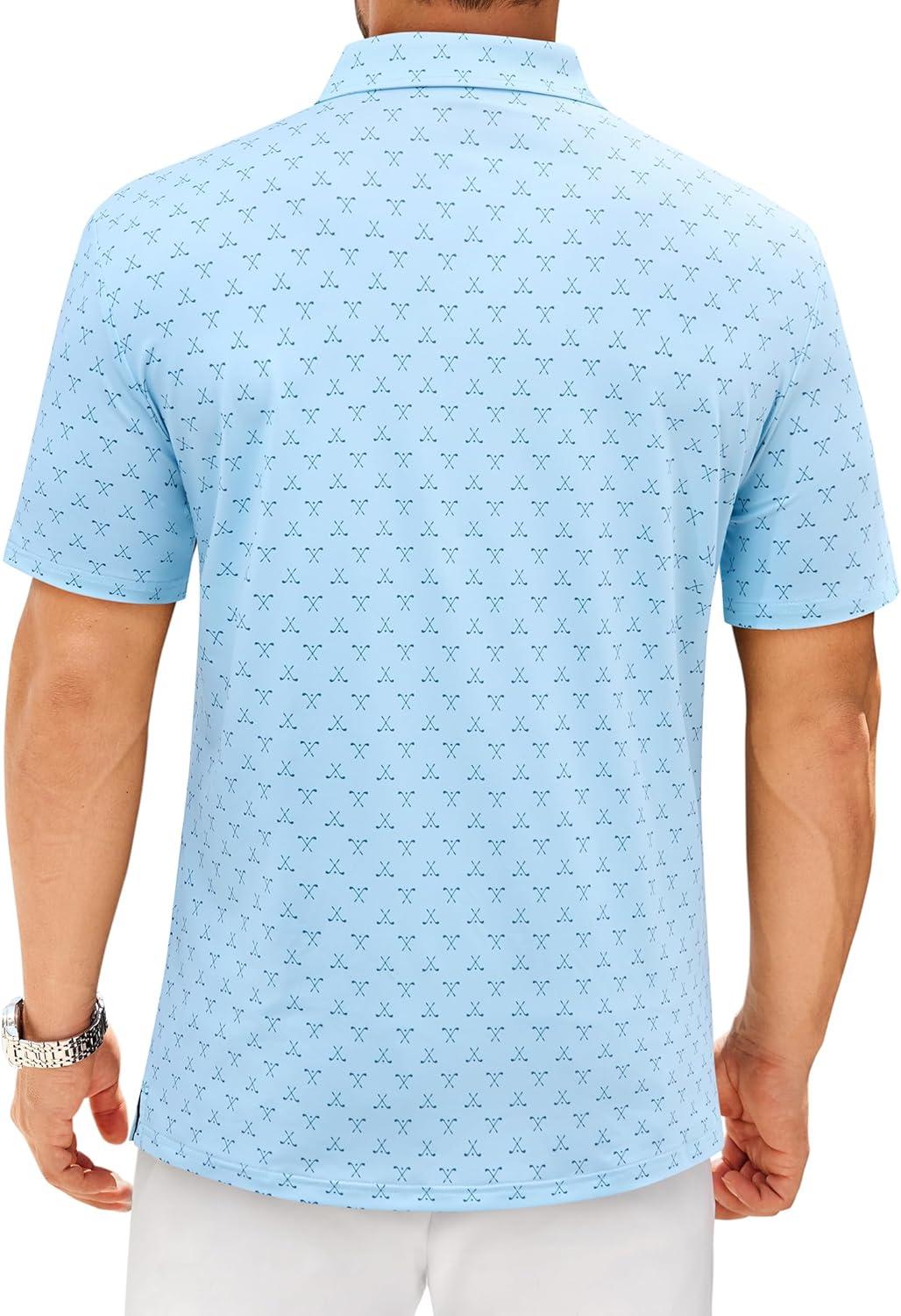 imageAlimens amp Gentle Mens Polo Shirts Short Sleeve Printed Golf Shirt Moisture Wicking Dry Fit Collared Business Casual TennisBlue Golf
