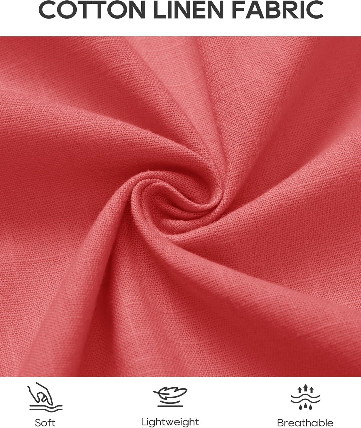 imageAlimens amp Gentle Mens Short Sleeve Cotton Linen Texture Shirt Casual Untucked Button Down Lightweight Shirts Summer BeachRed