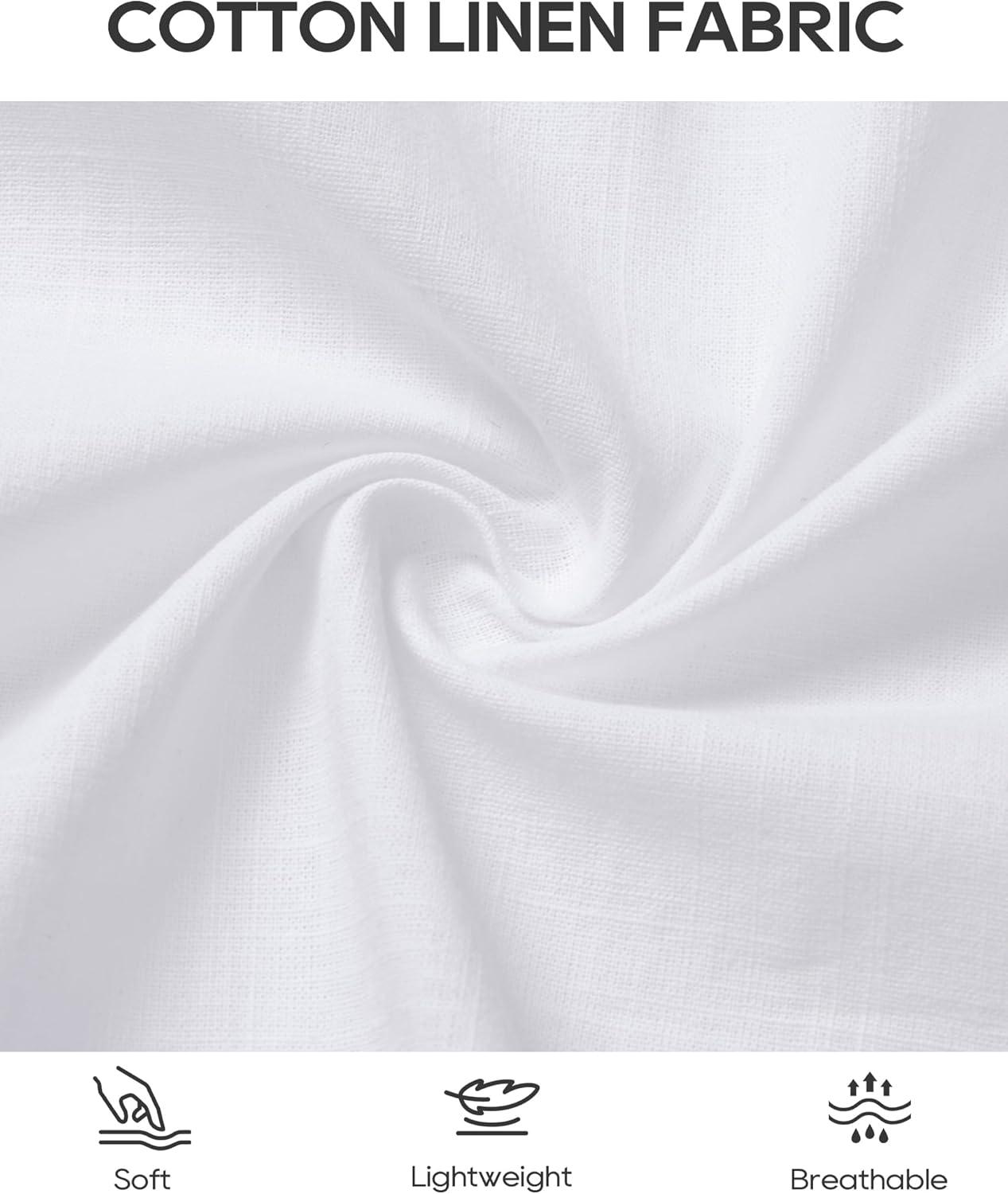 imageAlimens amp Gentle Mens Short Sleeve Cotton Linen Texture Shirt Casual Untucked Button Down Lightweight Shirts Summer BeachWhite