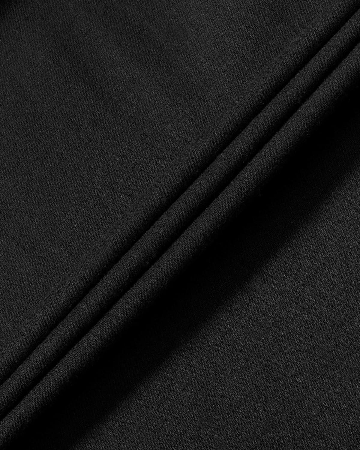 imageAlimens amp Gentle Mens Solid Flannel Shirt Work Long Sleeve Casual Button Down Shirts Outdoor Cotton Warm ShacketBlack
