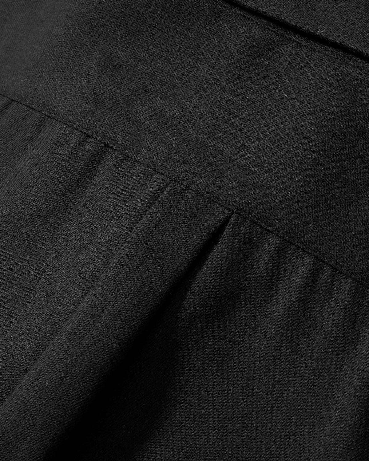 imageAlimens amp Gentle Mens Solid Flannel Shirt Work Long Sleeve Casual Button Down Shirts Outdoor Cotton Warm ShacketBlack