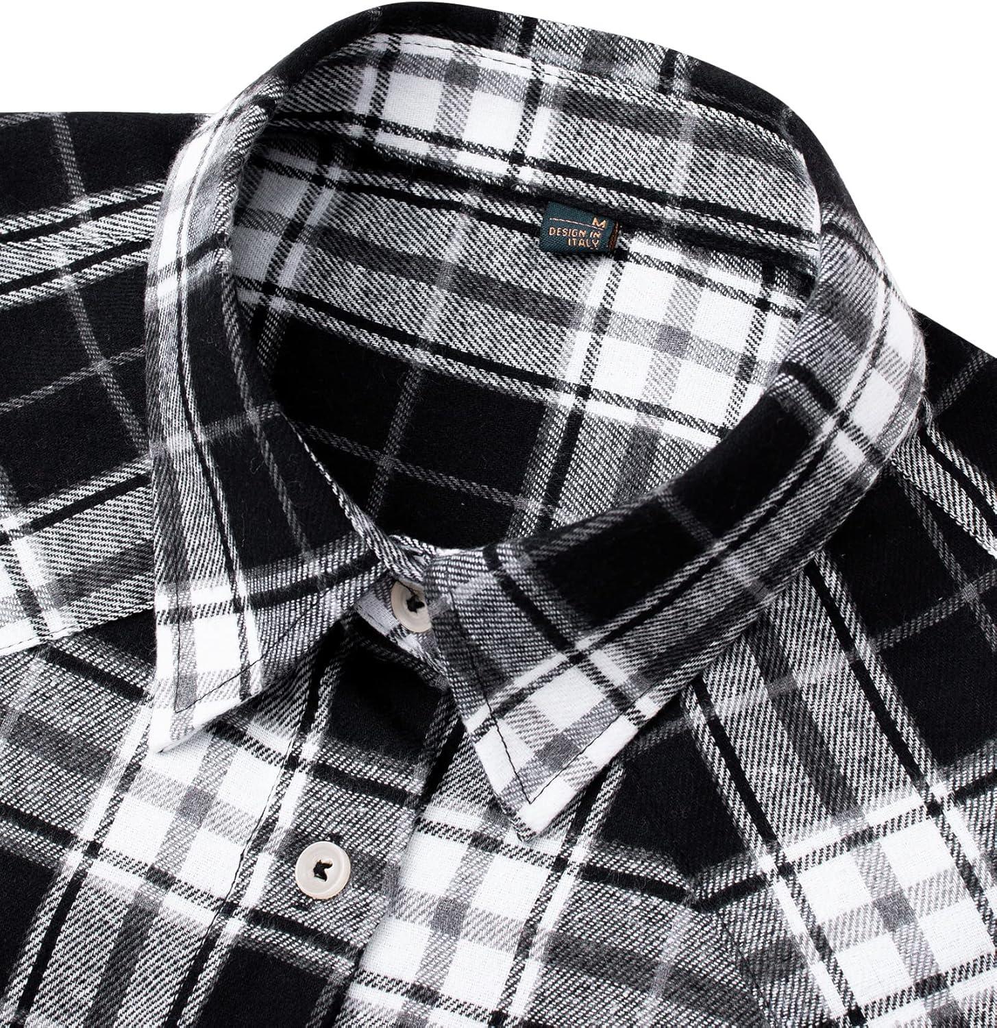 imageAlimens amp Gentle Womens Flannel Shirt Long Sleeve Plaid Shacket Soft Casual Collared Loose Button Down Roll Up Blouses TopsBlack White