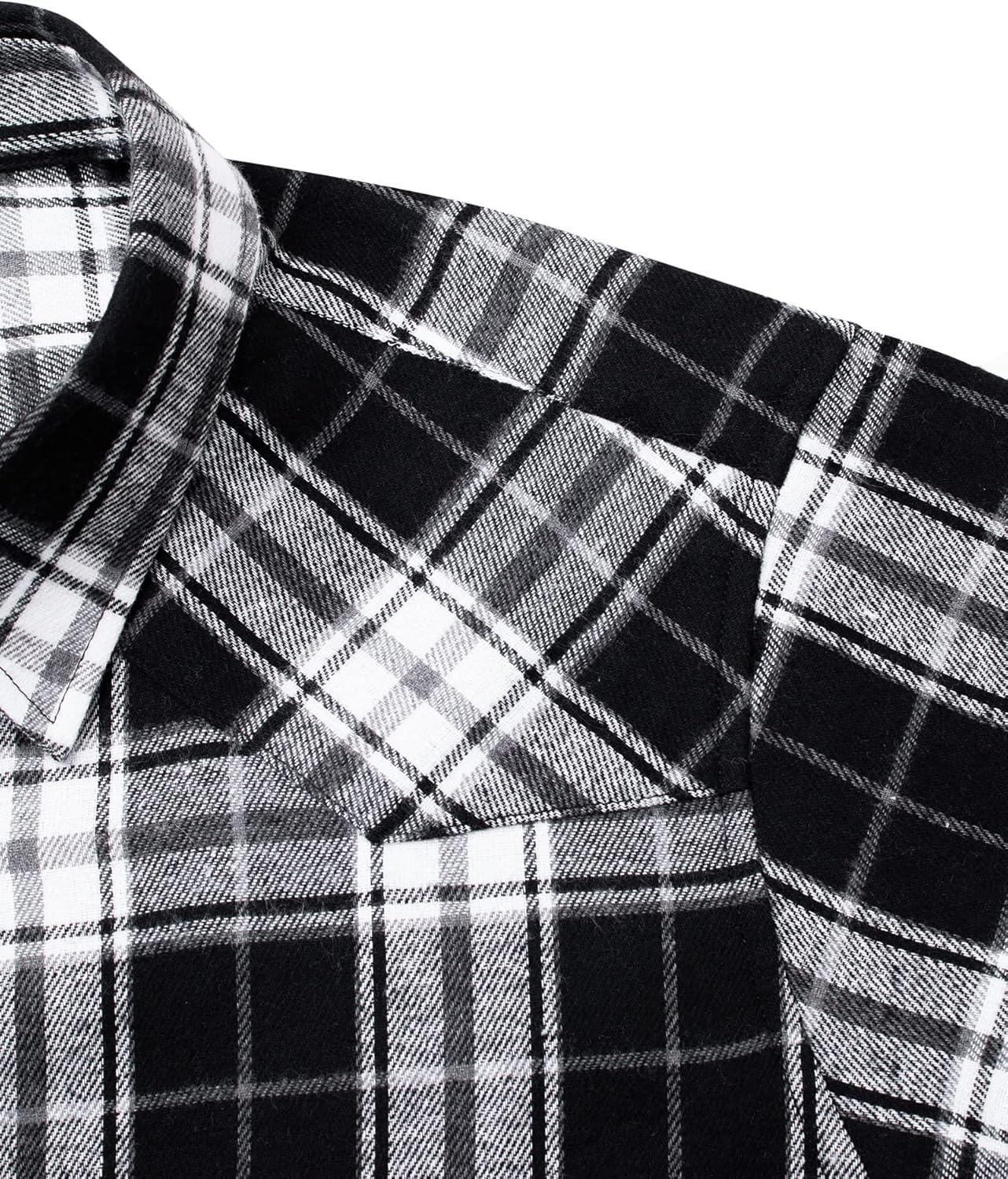 imageAlimens amp Gentle Womens Flannel Shirt Long Sleeve Plaid Shacket Soft Casual Collared Loose Button Down Roll Up Blouses TopsBlack White