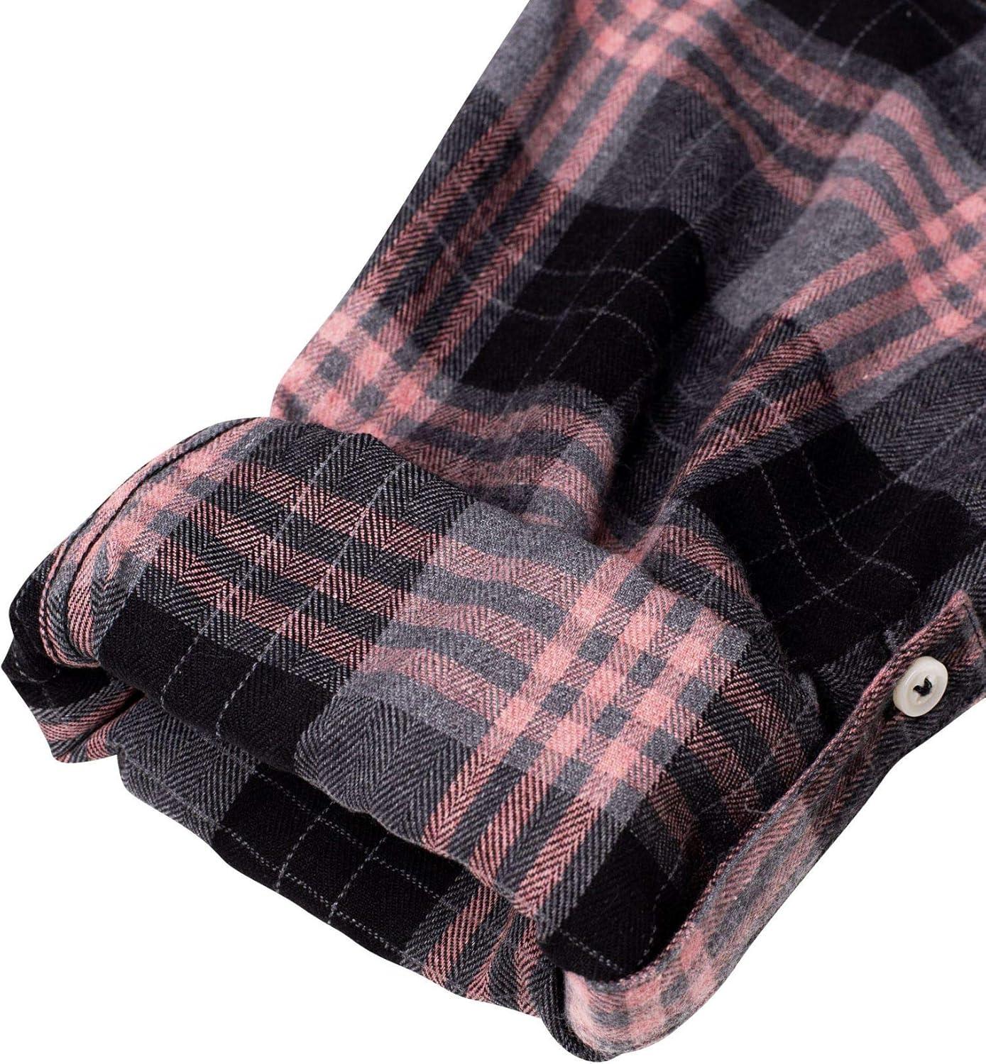 imageAlimens amp Gentle Womens Flannel Shirt Long Sleeve Plaid Shacket Soft Casual Collared Loose Button Down Roll Up Blouses TopsPink Grey