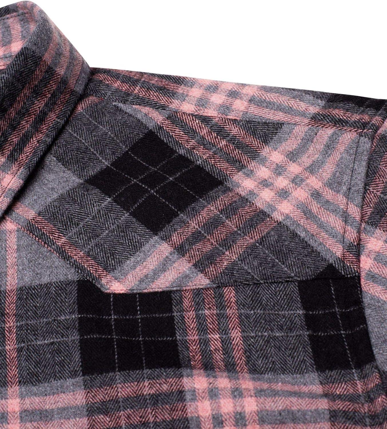 imageAlimens amp Gentle Womens Flannel Shirt Long Sleeve Plaid Shacket Soft Casual Collared Loose Button Down Roll Up Blouses TopsPink Grey